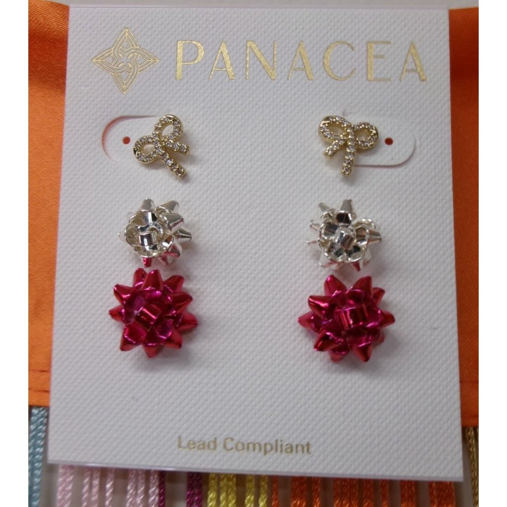 Glam Holiday Bow Stud Earrings 3-Pairs By Panacea 38$